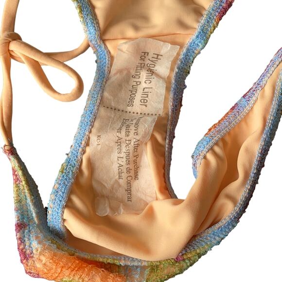 New Nicolita Multicolor Mesh Overlay Tie-Sides String Bikini Bottom – Size M - Picture 5 of 7
